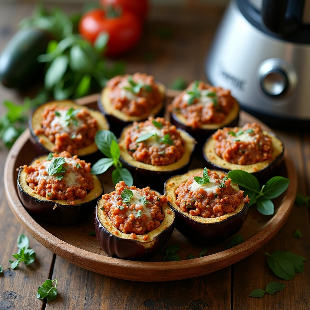 Berenjenas rellenas Thermomix con carne y queso, listas para hornear