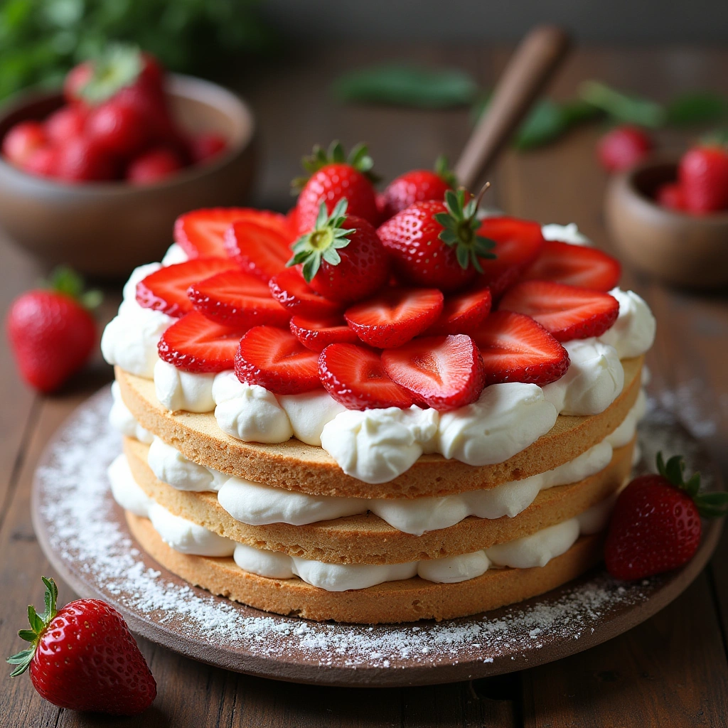 Tarta de Fresas con Nata - Postre Clásico y Delicioso